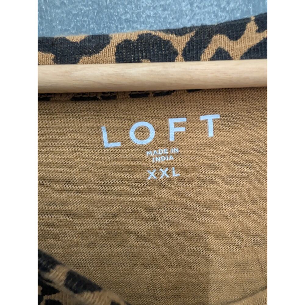LOFT XXL Leopard Print Heavyweight Cotton Pullover Balloon Puff Sleeve Top - Picture 7 of 8